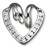 C.Z.Rhodium Heart Slider For Omega(.925) Sterling Silver Necklace (Holiday Special)