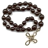 Anglican Prayer Beads, Rosary - Black Czech Glass, Woven Pewter Cross