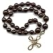 Anglican Prayer Beads, Rosary - Black Czech Glass, Woven Pewter Cross