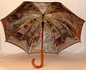 "Parisian Cafe" Full Size Stick Art Umbrella with Automatic Push Button Opening, Great Gift Idea