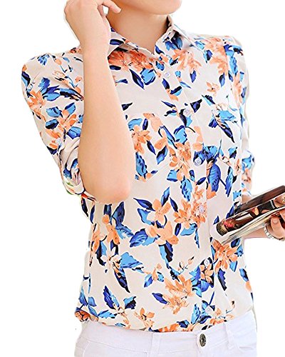 (ディーコッテ)D'Kotte 春 シフォン シャツ 入学式 卒業式 OL ブラウス スーツ 柄物 プリント カジュアル エレガント a998