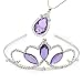 VINJEWELRY Princess Crown Sofia The First Tiara and Magic Amulet & Princess Waterdrop Pendant Necklace for Girls Perfect Birthday