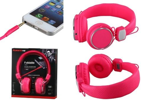 Kanen IP-850 Rugged PPE Foldable Headset Clear Bass Sound With Microphone, Answer Key for iPhone, iPod, iPad (Pink)