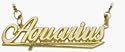 10K Yellow Gold Aquarius Script Zodiac Pendant Jan 21-Feb 19 with 20" chain