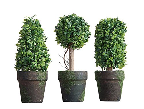 Pvc topiary in pot set of 3 styles artificial plant shr…