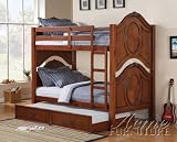 74H Classique Cherry Finish Twin/Twin Bunk Bed w/ Trundle