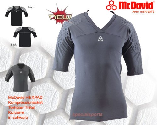 McDavid HEXPAD Kompressionsshirt Torhüter-Trikot, Kurzarm, 7733, schwarz