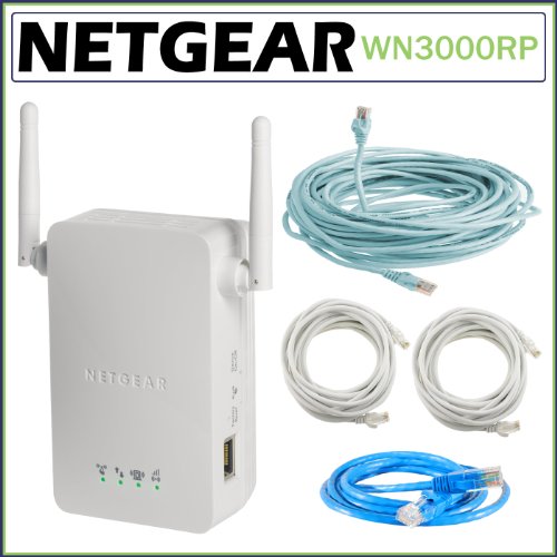 Netgear WN3000RP Universal Wi-Fi Range Extender with Ethernet CAT-5E Cable Bundle