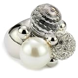 Kenneth Jay Lane Pearl And Crystal Cluster Sil