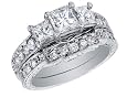 Princess Cut Diamond Engagement Ring & Wedding Band Set 1 Carat (ctw) in 14K White Gold