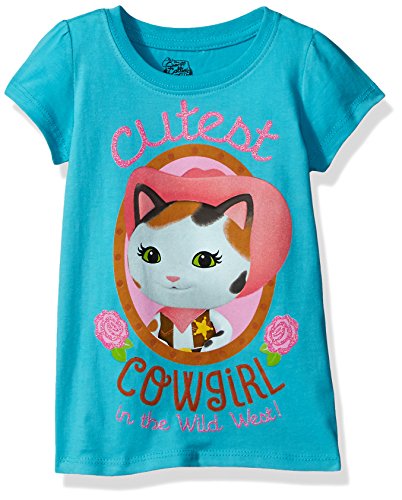 Disney Girls' Toddler Girls' Sheriff Callie-Cutest Cowgirl Puff Sleeve T-Shirt, Aqua Turquoise, 3T