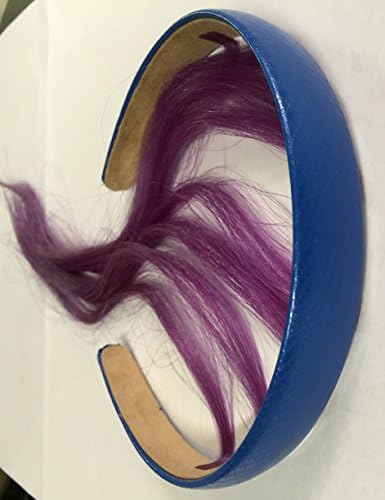 Headband with 14" Human Hair Extensions (Medium, M Dark Blue Headband w Purple Hair)