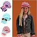 Urban Boundaries Girls Flower Power Bill Front Knit Beanie & Fingerless Glove/Mitten Set (Sizes/Ages 7-14)