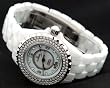 Le Chateau #5804 Women's 32mm White Ceramic Watch with Crystal Bezel