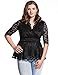 Dilanni Women V-neck Half Sleeve High Waist Formal Linder Lace Top (0X-5X)