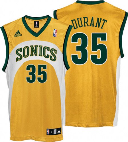 Kevin Durant Jersey: adidas Gold Replica #35 Seattle Sonics Jersey