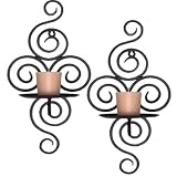 PAIR OF SWIRLING IRON WALL CANDLE HOLDERS SCONCE