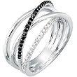 Sterling Silver Black Spinel and Diamond Ring