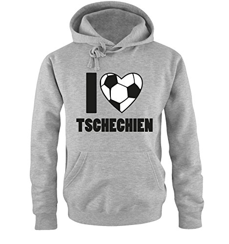 I LOVE TSCHECHIEN – Herren Hoodie – Grau / Schwarz-Weiss Gr. 5XL