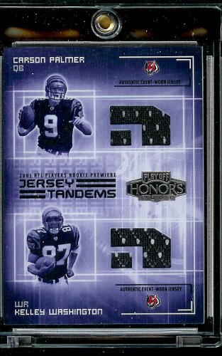 2003 Playoff Honors Carson Palmer / Kelley Washington Jersey Tandems Cincinnati Bengals Football Card - Mint Condition - Shipped In Protective Display Case