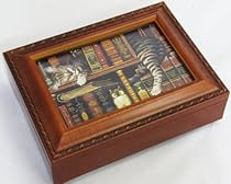 Cat Sleeping in library Wooden Music Box Thats What Friends are For MB249