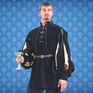 Cavalier Velvet Black & Gold Renaissance Shirt by Museum Replicas