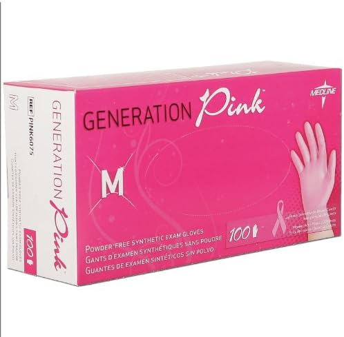 100 Pc Large Medline Generation Pink Vinyl Medical Health L Exam Gloves 3G Box Latex Free Powder Free