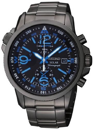 Seiko Solar Chronograph Compass Black Dial Mens Watch SSC079 Seiko Solar Chronograph Compass Black Dial Mens Watch SSC079