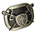 BeltsandStuds Goth Punk Sward Cross Shield Metal Buckle Silver