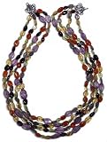 Sterling Silver Four-Strand Multi-Gemstone Beaded Necklace, 16
