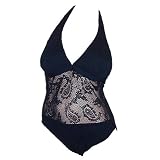 Lauren Crochet Halter Swimsuit B41850w7 Navy or Black