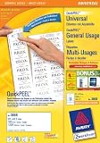 Avery Zweckform, 3659, 100 Blatt, Universal-Etiketten, weiß, 97 x 42, 3 mm