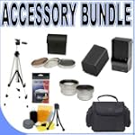 BigVALUEInc Accessory Saver FH100 Compatible Replacement Battery/Rapid Charger Filter Kit Tele/Wide Lens Bundle for 30mm Sony Handycam HDD Hard Disk Drive Camcorders + More! $54.95