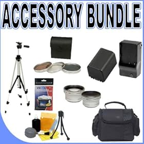 BigVALUEInc Accessory Saver FH100 Replacement Compatible Battery - Filter Kit - Tele/Wide Lens Bundle for Sony Handycam HDD 37mm Hard Disk Drive Camcorders + MORE!