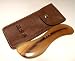 Unique Buffalo Horn Hand Held Massage Gua-Sha Tool w/RANDOM COLOR Cowhide Full Grain Leather Gift Bag(3.5
