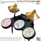Neon Swoosh on White Skin by WraptorSkinz fits Guitar Hero 4 World Tour Drum Set for Nintendo Wii, X