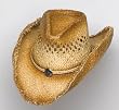 Raffia Hat with frayed edges and button on front