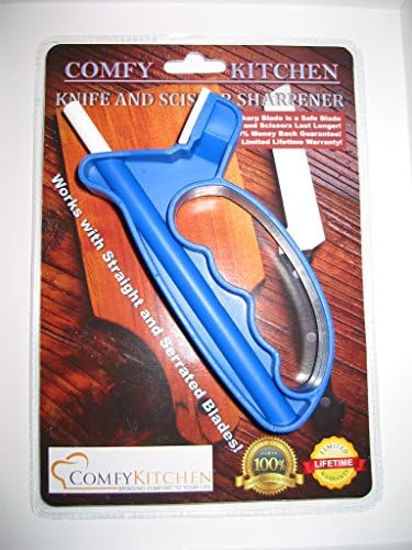 Knife Sharpener - Scissor Sharpener - Tungsten Carbide Sharpeners for Knives and Scissors and Ceramic Honing Rod for Serrated Knives and Finishing Other Blades.