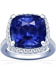 18K White Gold Cushion Cut Blue Sapphire Fana Designer Ring (GIA Certificate)