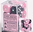 Gemini 16mm d6 Black-pink w/white Dice Block 12 pipped dice