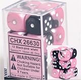Gemini 16mm d6 Black-pink w/white Dice Block 12 pipped dice