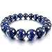Men,Women's 10mm 12mm Bracelet Link Wrist Energy Stone Blue Lapis Lazuli Buddha Mala Beads