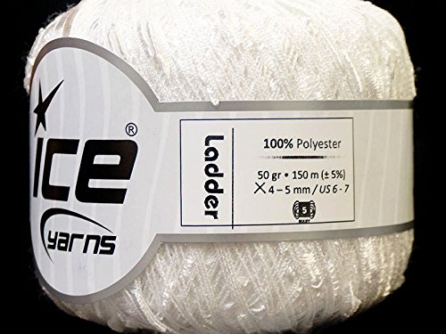 White Ladder Ribbon Yarn Ice Trellis Railroad 34021 50gr