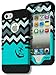 iPhone SE Case, Bastex Heavy Duty Hybrid Black Silicone / Teal Chevron with Anchor Design Hard Shell Case for Apple iPhone Se, iPhone 5, 5s, 5th Generation