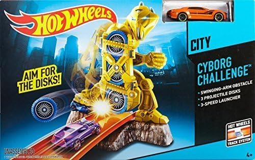 Hot Wheels Cyborg Challenge Track Set Gift Pack Car Toys