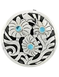 Sterling Silver Brooch / Pendant Blue Beads, 1 5/8 inch tall