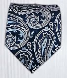 100% Silk Woven Navy Paisley Extra Long Tie