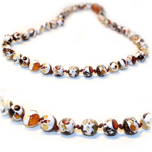 The Art of Cure Baltic Amber Teething Necklace (Unisex) (Mosaic) - Anti-inflammatory, Drooling & Teething Pain Reduce Properties - 100% Authentic Certificated Baltic Jewelry with the Highest Quality Guaranteed. Easy to Fastens with a Twist-in Screw Clasp Mothers Approved Remedies!