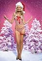 Christmas 2PC Candy Stripe Mesh cami Sexy Lingerie Intimate Apparel with Satin Bow and Bikini Panty