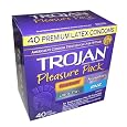 Trojan Pleasure Pack 40 Premium Latex Condoms - Ecstasy, Sensations, Ultra Thin, and ENZ Lubricated - Awesome Assortment